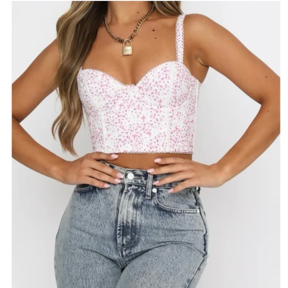 White Fox Boutique Butterfly Bustier Crop Top